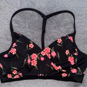 Victoria's Secret Black and Pink Floral Bralette